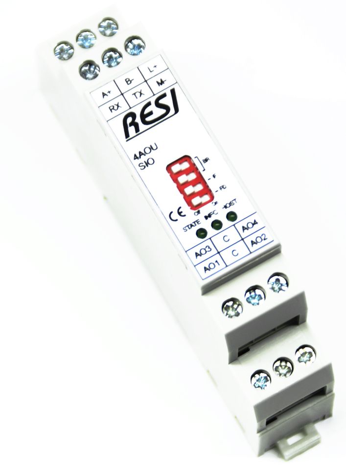 4AOU-SIO Module Modbus ou ASCII à 4 sorties analogiques actives