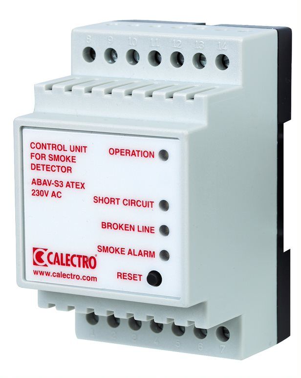 CA-ABAV-S3-230V-ATEX Module de contrôle Atex pour détecteur de fumée optique avec barrière intrinsèque