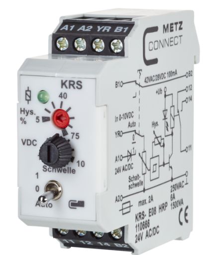 BT-KRS-E08-HRP Relais a seuil réglable et hystérésis réglable avec commande manuelle