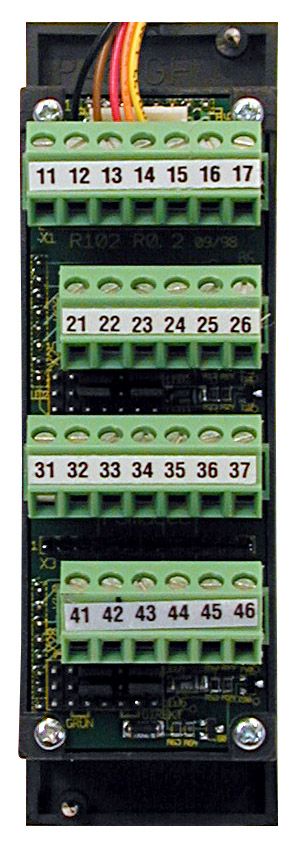 RSL2323 Module avec 2 commutateurs 3 positions (un en partie basse et l'autre en haute) et 4 LED (2 en partie basse et 2 en partie haute)